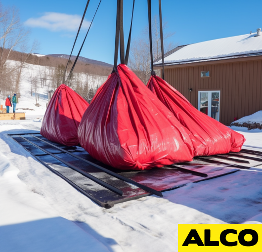 snow tarps for removal with crane