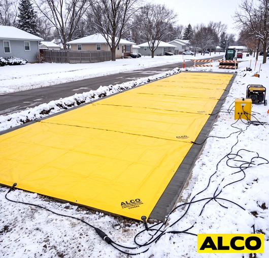 Concrete tarp heating curing