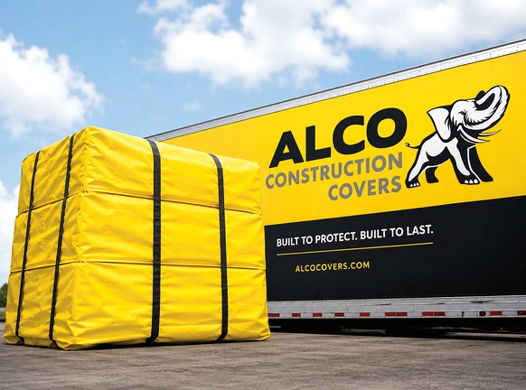 ALCO branded industrial construction cover used to protect materials or work areas on a commercial job site.