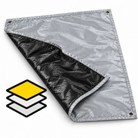 Silver insulated curing blanket with folded black underside and stacked insulation layers icon